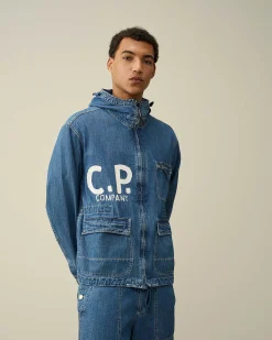 C.P. Company Blu Goggle Jacket Stone Bleach-Blue Online