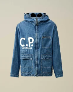 C.P. Company Blu Goggle Jacket Stone Bleach-Blue Online