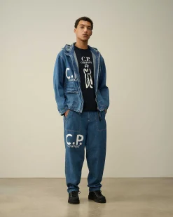 C.P. Company Blu Loose Pants Stone Bleach-Blue New