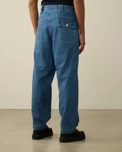 C.P. Company Blu Loose Pants Stone Bleach-Blue New