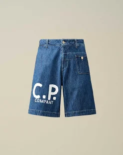 C.P. Company Blu Utility Shorts Stone Bleach-Blue Cheap
