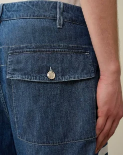 C.P. Company Blu Utility Shorts Stone Bleach-Blue Cheap