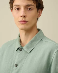C.P. Company Broken Linen/Cotton Pocket Shirt Green Bay Flash Sale