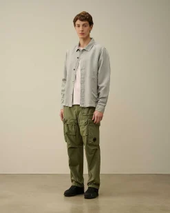 C.P. Company Broken Linen/Cotton Pocket Shirt Drizzle Grey Cheap