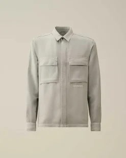 C.P. Company Broken Linen/Cotton Shirt Drizzle Grey Hot