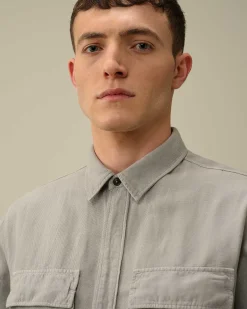 C.P. Company Broken Linen/Cotton Shirt Drizzle Grey Hot