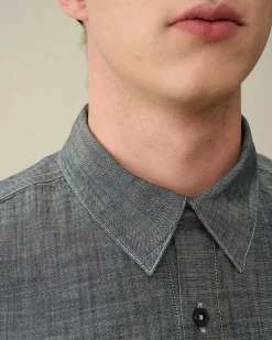 C.P. Company Chambray Long Sleeved Logo Shirt Denim-Blue Hot