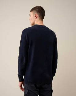 C.P. Company Chenille Cotton Knit Total Eclipse-Blue Clearance