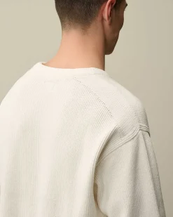 C.P. Company Chenille Cotton Lens Knit Gauze White Flash Sale