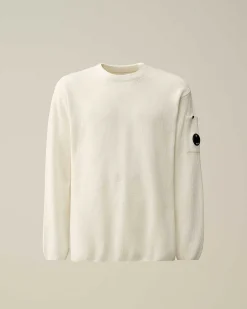C.P. Company Chenille Cotton Lens Knit Gauze White Flash Sale