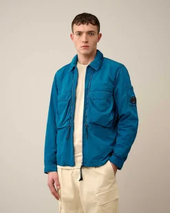 C.P. Company Chrome-R Hooded Overshirt Ink Blue Flash Sale