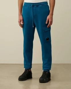 C.P. Company Cotton Diagonal Fleece Cargo Sweatpants Ink Blue Fashion