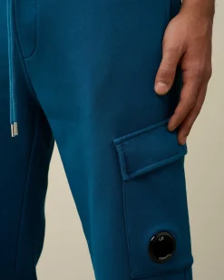 C.P. Company Cotton Diagonal Fleece Cargo Sweatpants Ink Blue Fashion