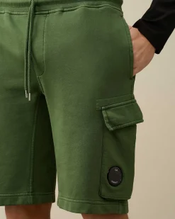 C.P. Company Cotton Diagonal Fleece Cargo Shorts Duck Green Online