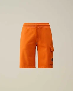 C.P. Company Cotton Diagonal Fleece Cargo Shorts Gold Flame-Orange Outlet