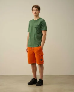 C.P. Company Cotton Diagonal Fleece Cargo Shorts Gold Flame-Orange Outlet