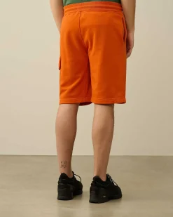 C.P. Company Cotton Diagonal Fleece Cargo Shorts Gold Flame-Orange Outlet