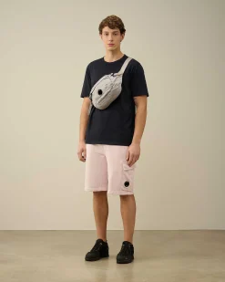 C.P. Company Cotton Diagonal Fleece Cargo Shorts Heavenly Pink New