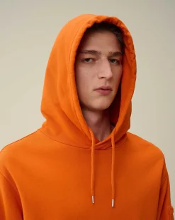 C.P. Company Cotton Diagonal Fleece Lens Hoodie Gold Flame-Orange Hot