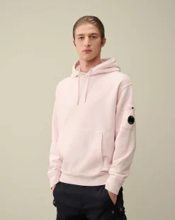 C.P. Company Cotton Diagonal Fleece Lens Hoodie Heavenly Pink Online