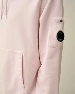 C.P. Company Cotton Diagonal Fleece Lens Hoodie Heavenly Pink Online