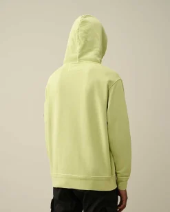 C.P. Company Cotton Diagonal Fleece Lens Hoodie White Pear Online