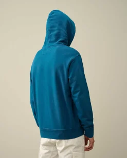 C.P. Company Cotton Diagonal Fleece Lens Hoodie Ink Blue Online