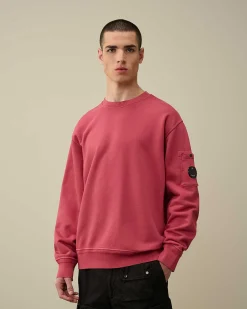 C.P. Company Cotton Diagonal Fleece Lens Sweatshirt Red Bud Shop
