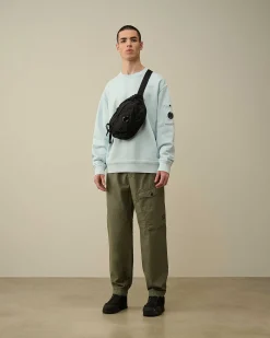 C.P. Company Cotton Diagonal Fleece Lens Sweatshirt Starlight Blue Flash Sale