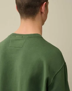C.P. Company Cotton Diagonal Fleece Lens Sweatshirt Duck Green New