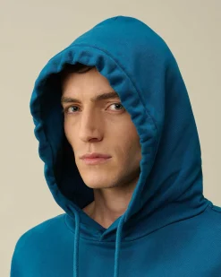C.P. Company Cotton Diagonal Fleece Logo Hoodie Ink Blue Discount