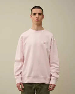 C.P. Company Cotton Diagonal Fleece Logo Sweatshirt Heavenly Pink Fashion