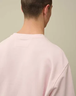 C.P. Company Cotton Diagonal Fleece Logo Sweatshirt Heavenly Pink Fashion