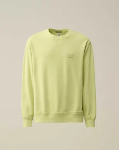C.P. Company Cotton Diagonal Fleece Logo Sweatshirt White Pear Fashion