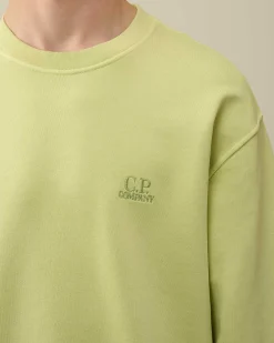 C.P. Company Cotton Diagonal Fleece Logo Sweatshirt White Pear Fashion