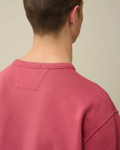 C.P. Company Cotton Diagonal Fleece Logo Sweatshirt Red Bud New