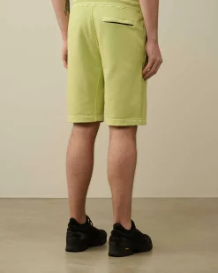 C.P. Company Cotton Diagonal Fleece Shorts White Pear Hot