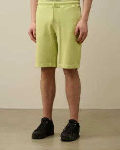 C.P. Company Cotton Diagonal Fleece Shorts White Pear Hot