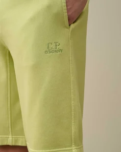 C.P. Company Cotton Diagonal Fleece Shorts White Pear Hot