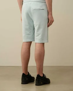 C.P. Company Cotton Diagonal Fleece Shorts Starlight Blue Outlet