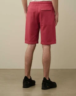 C.P. Company Cotton Diagonal Fleece Shorts Red Bud Best