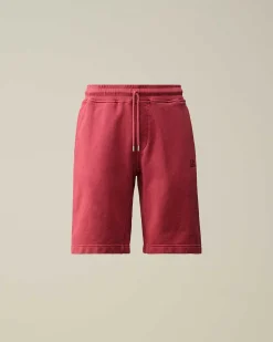 C.P. Company Cotton Diagonal Fleece Shorts Red Bud Best