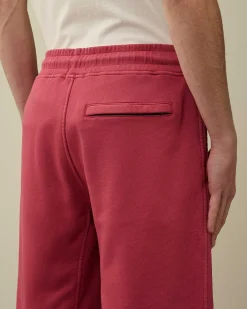 C.P. Company Cotton Diagonal Fleece Shorts Red Bud Best