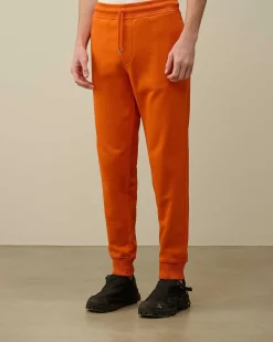 C.P. Company Cotton Diagonal Fleece Sweatpants Gold Flame-Orange New
