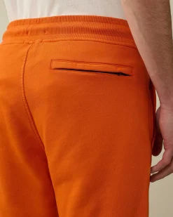 C.P. Company Cotton Diagonal Fleece Sweatpants Gold Flame-Orange New