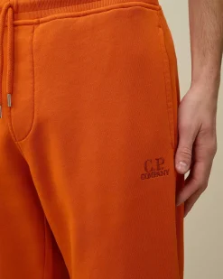 C.P. Company Cotton Diagonal Fleece Sweatpants Gold Flame-Orange New