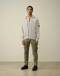 C.P. Company Cotton Fleece Hooded Sweatshirt Drizzle Grey Discount