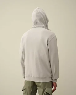C.P. Company Cotton Fleece Hooded Sweatshirt Drizzle Grey Discount