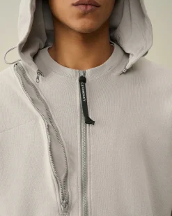 C.P. Company Cotton Fleece Hooded Sweatshirt Drizzle Grey Discount