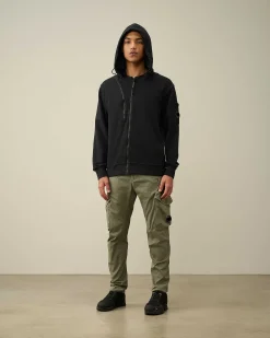 C.P. Company Cotton Fleece Hooded Sweatshirt Black Cheap